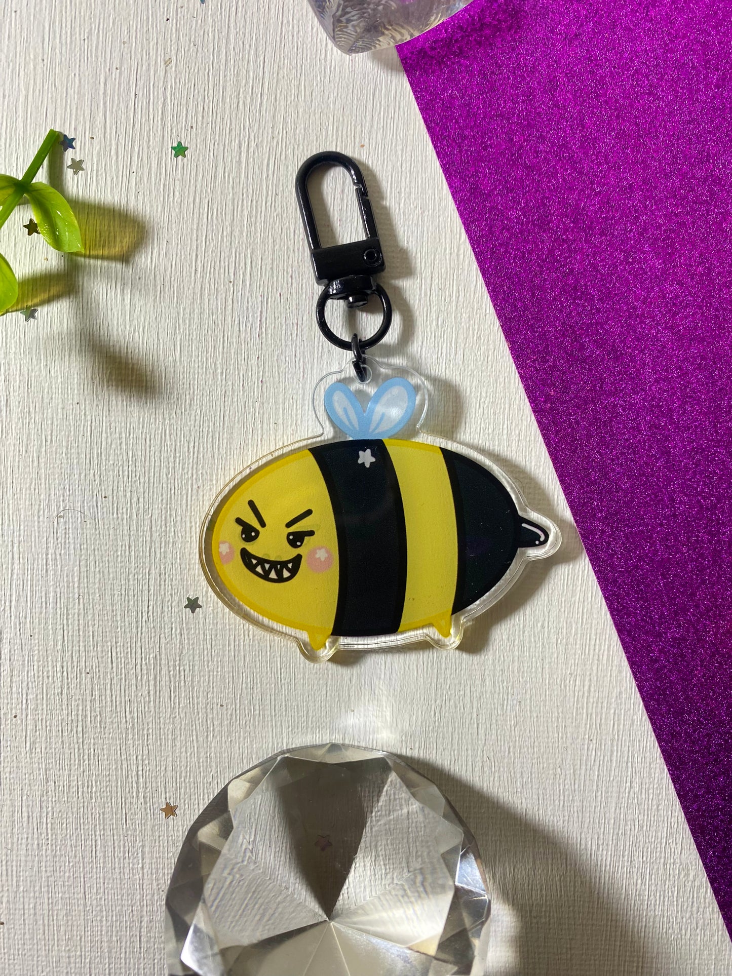 Double Sided Bee Acrylic Keychain