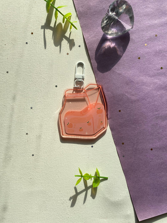 Peach Juice Liquid Carton Acrylic Keychain