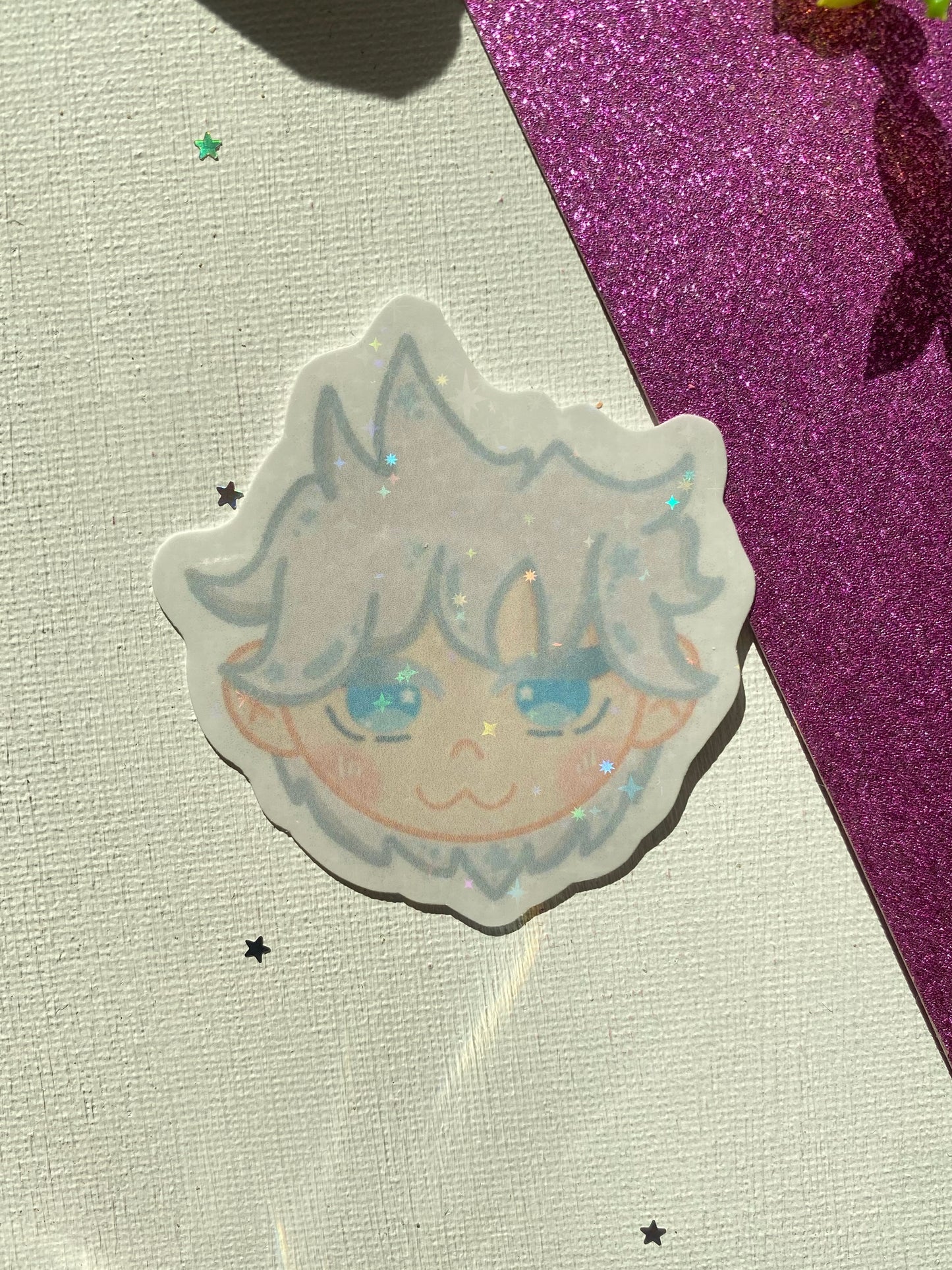 Sparkly Gojo Head Holographic Sticker