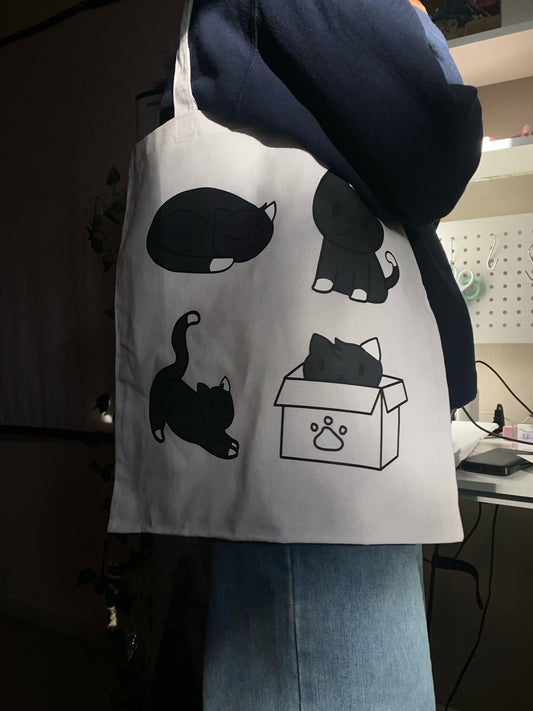 Black Cats White Tote Bag