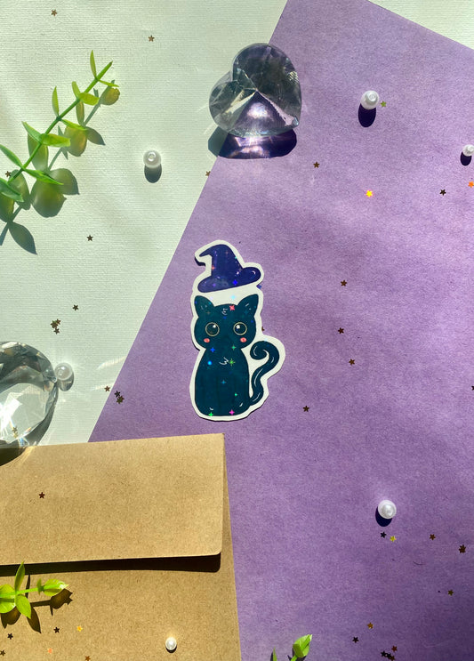 Witch Cat Holographic Sticker