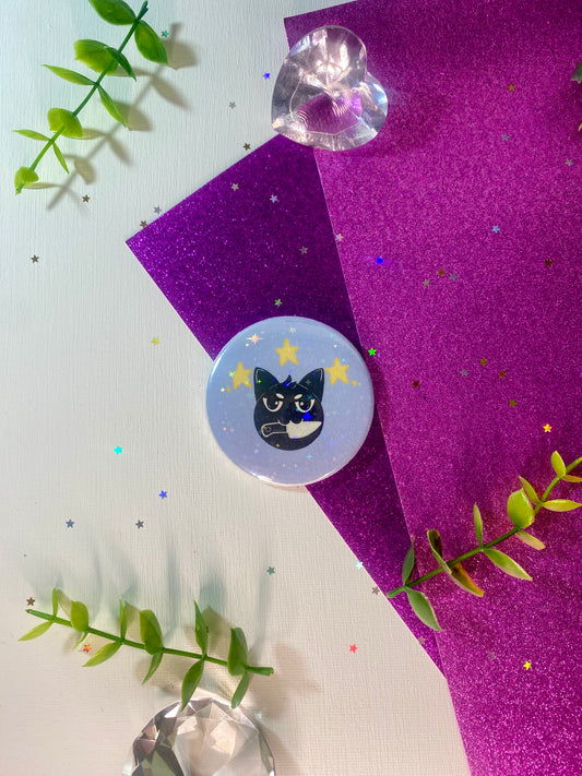 Evil Black Cat Holographic 2.2 Inch Button