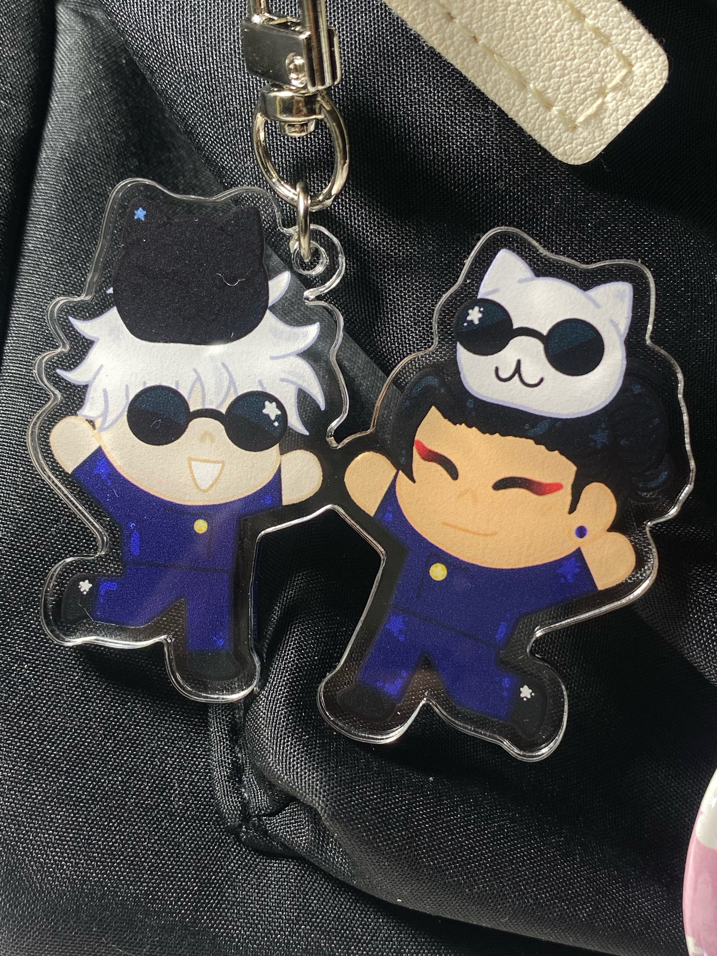 B GRADE Geto + Gojo Cat Head acrylic Keychain