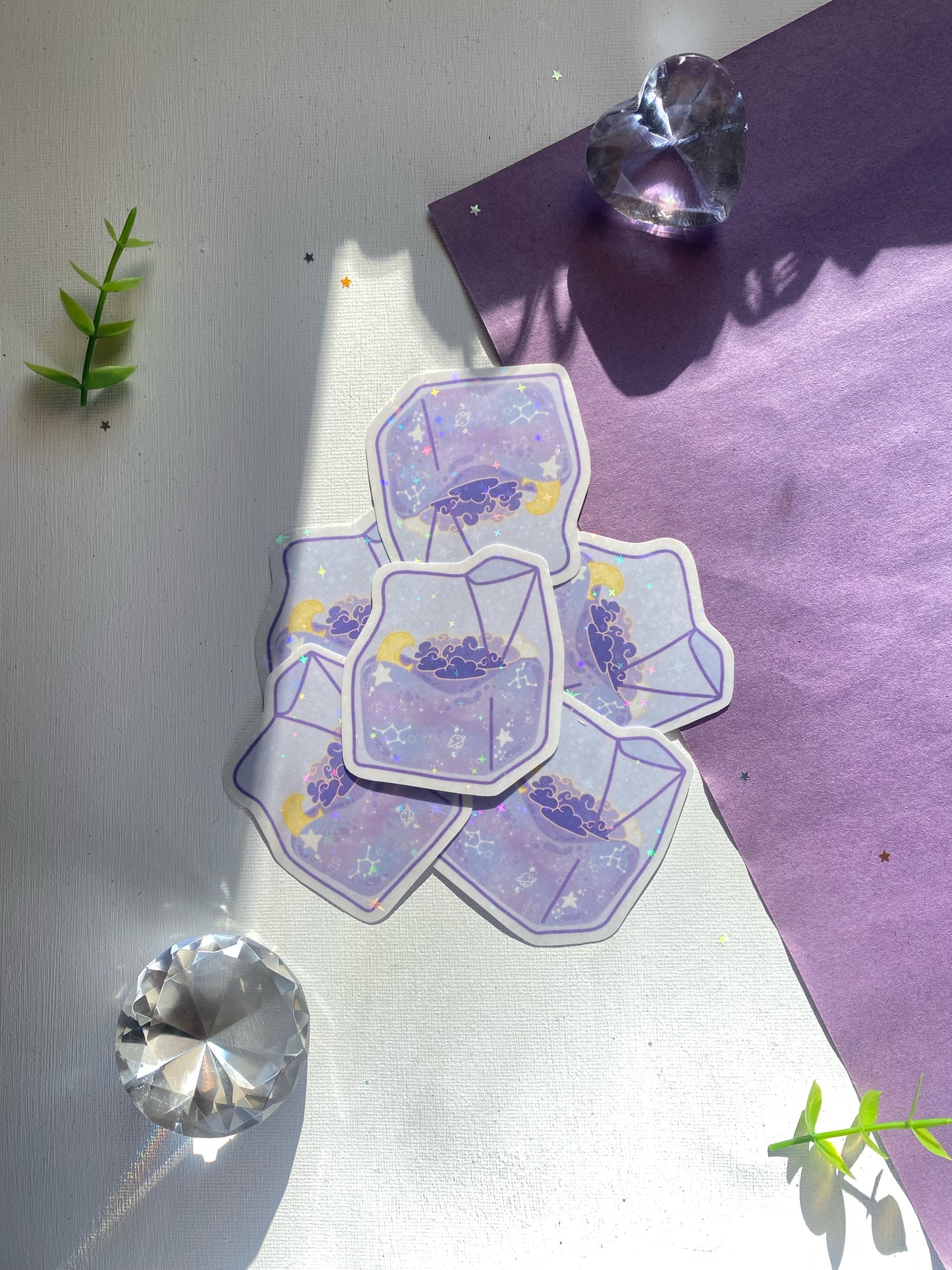 Purple Galaxy Milk Carton Holographic Sticker