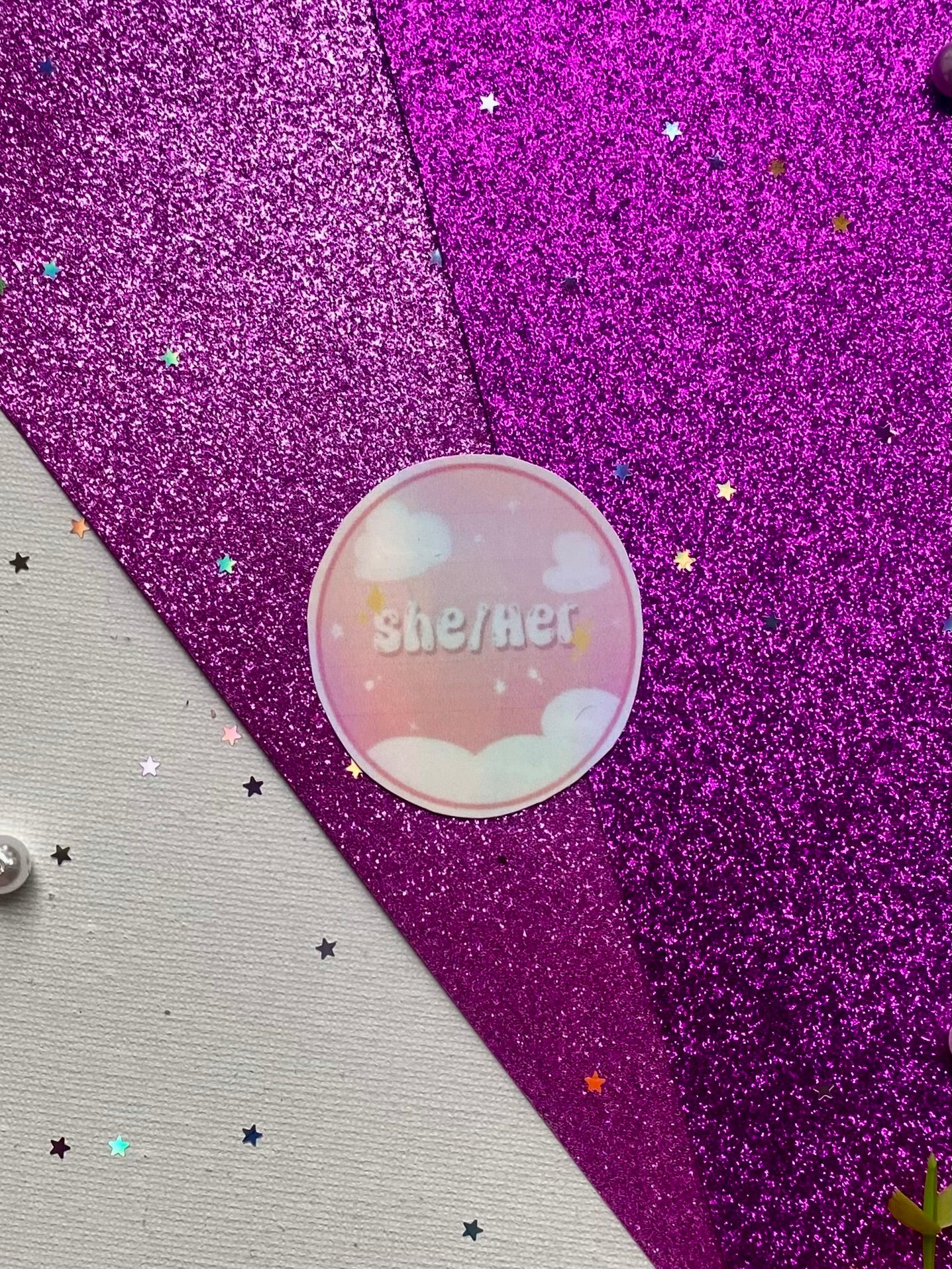 Holographic Pronoun Stickers