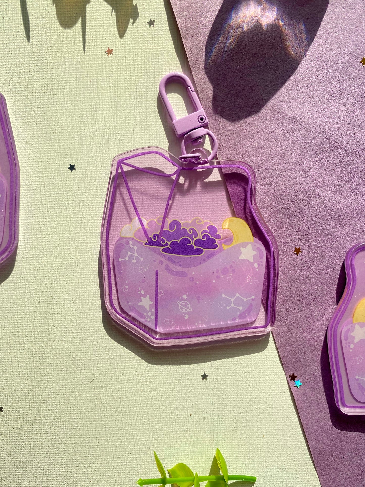 Purple Starry Liquid Milk Carton Acrylic Keychian