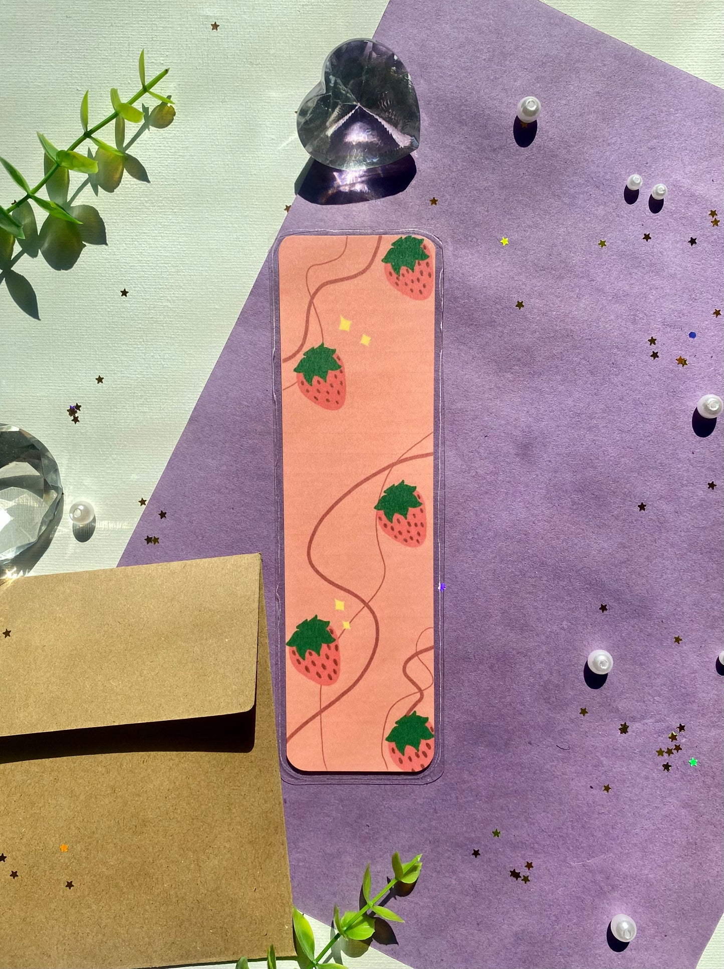 Groovy Strawberry Laminated Bookmark