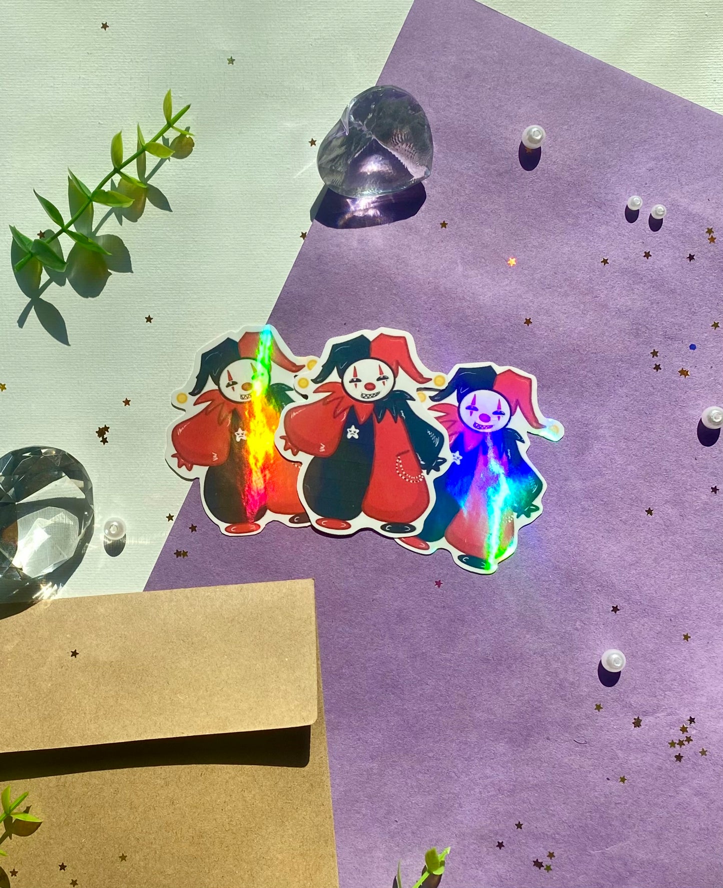 Aesthetic Holographic Clown Stickers