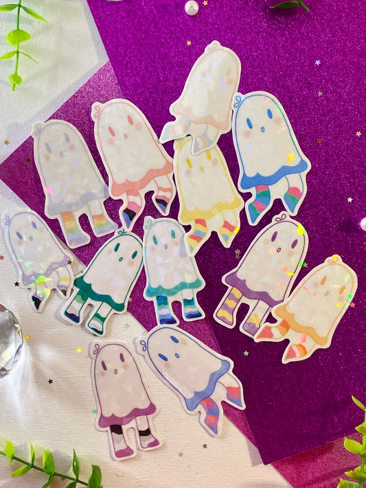 Holographic LGBTQ+ Ghost Stickers