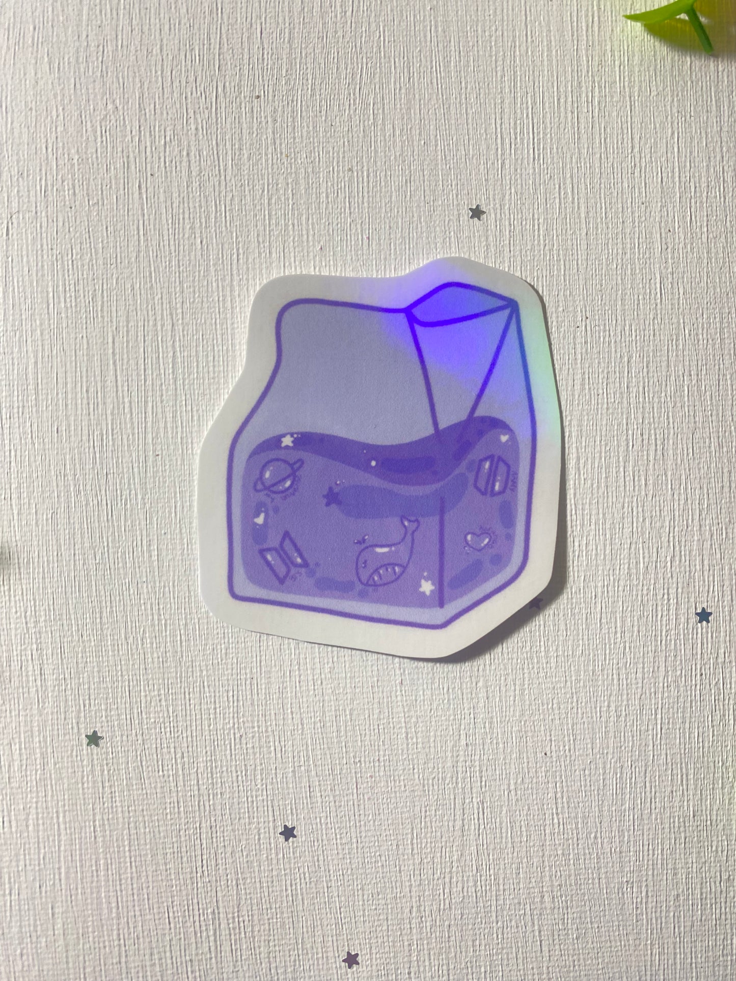 BTS Liquid Milk Carton Holographic Sticker