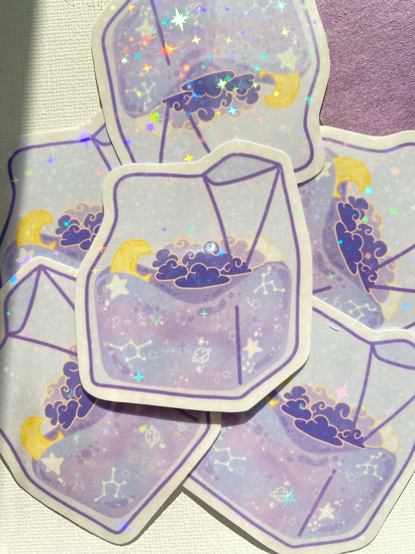 Purple Galaxy Milk Carton Holographic Sticker