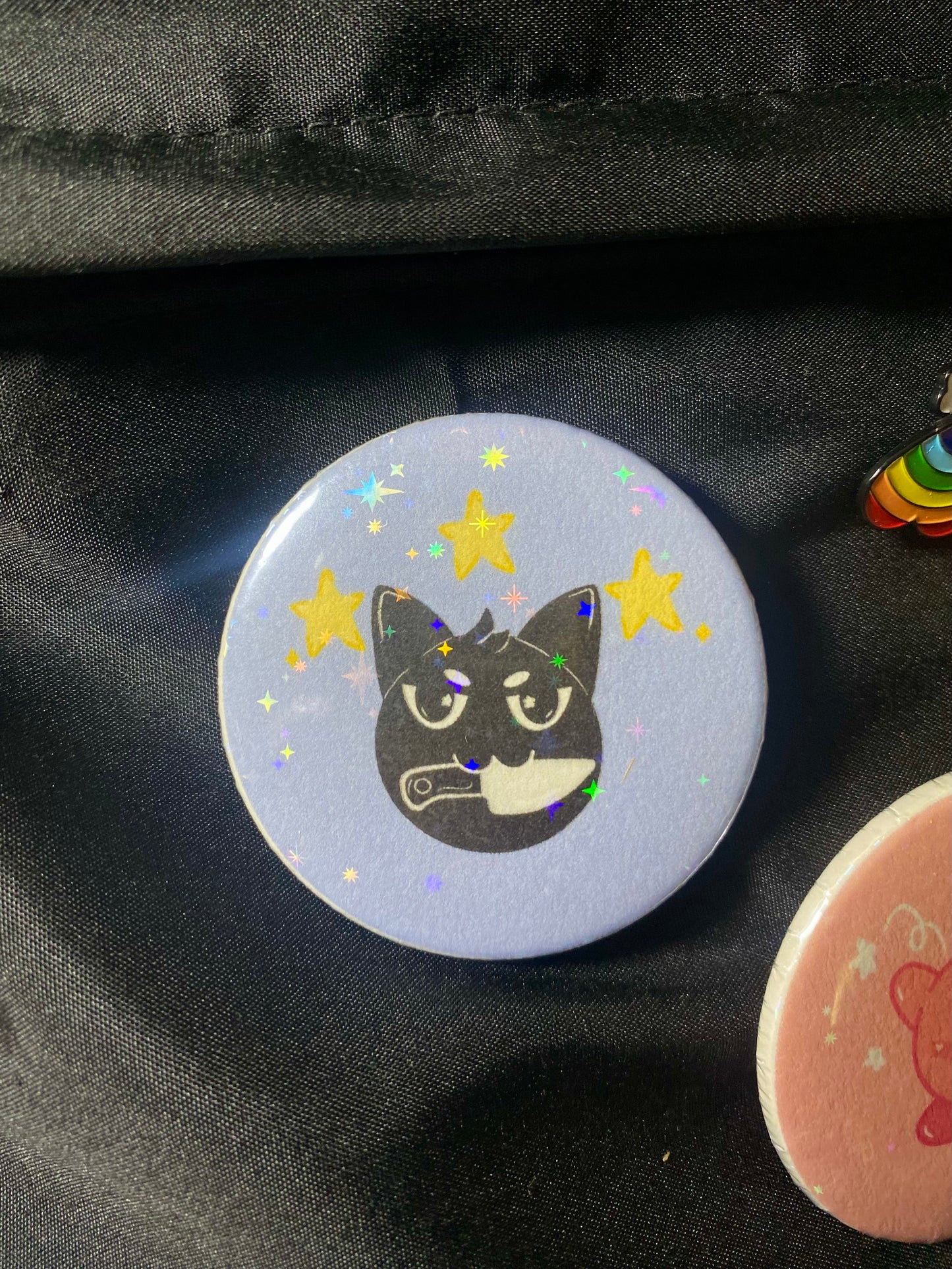 Evil Black Cat Holographic 2.2 Inch Button