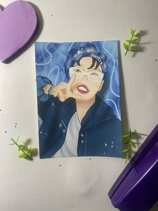 Ateez Seonghwa Blue Peace Art Print