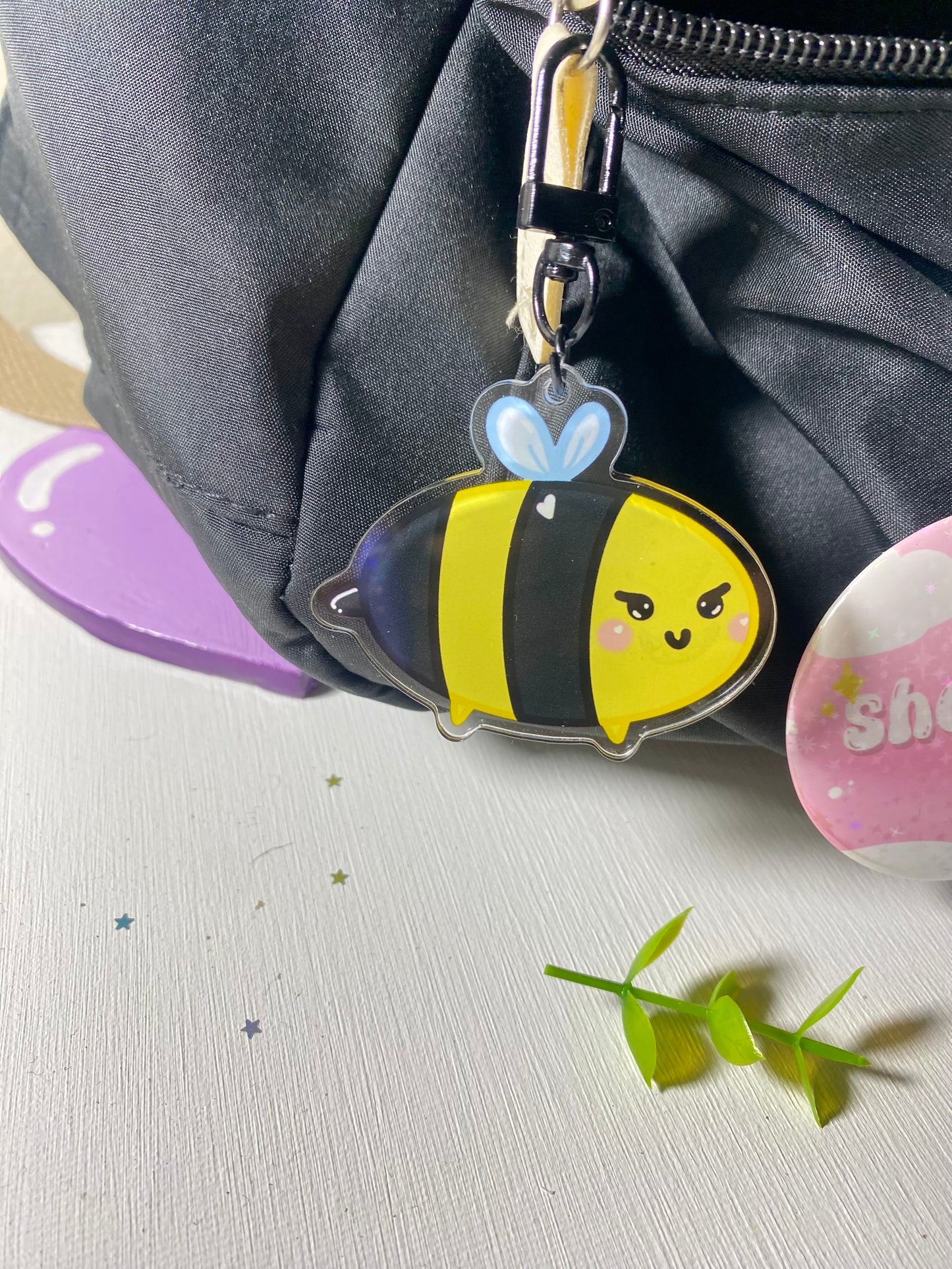 Double Sided Bee Acrylic Keychain