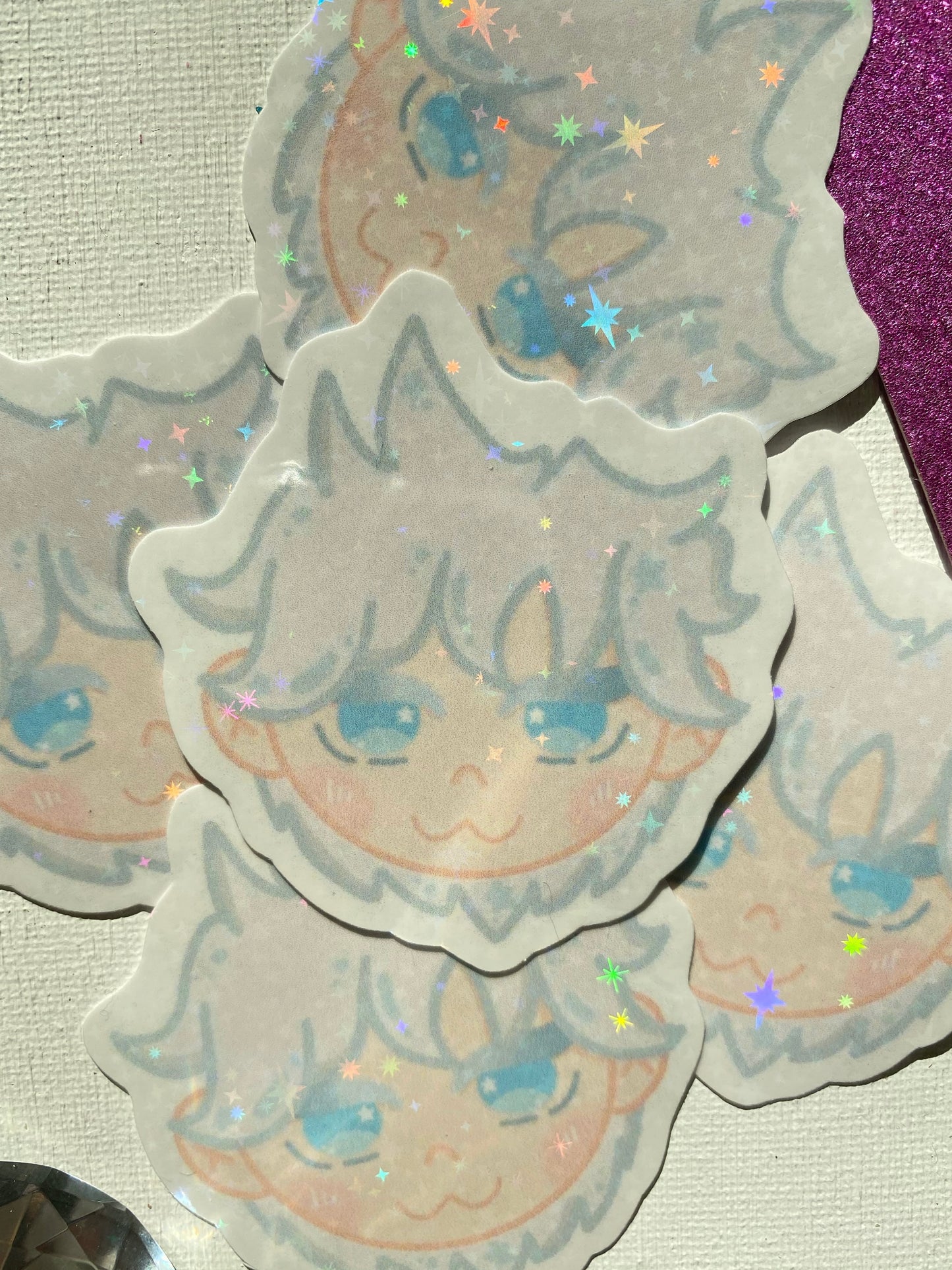 Sparkly Gojo Head Holographic Sticker