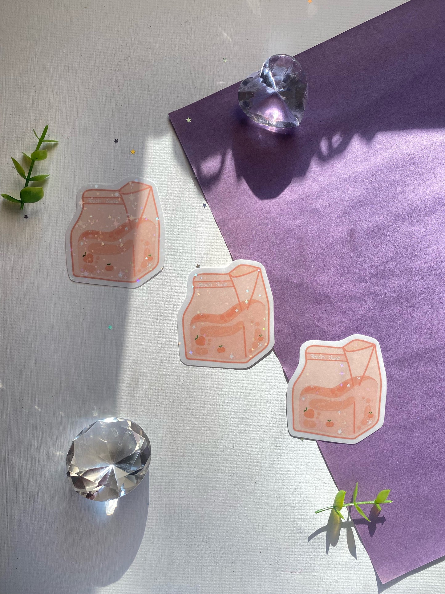 Peach Juice Carton Holographic Waterproof Sticker