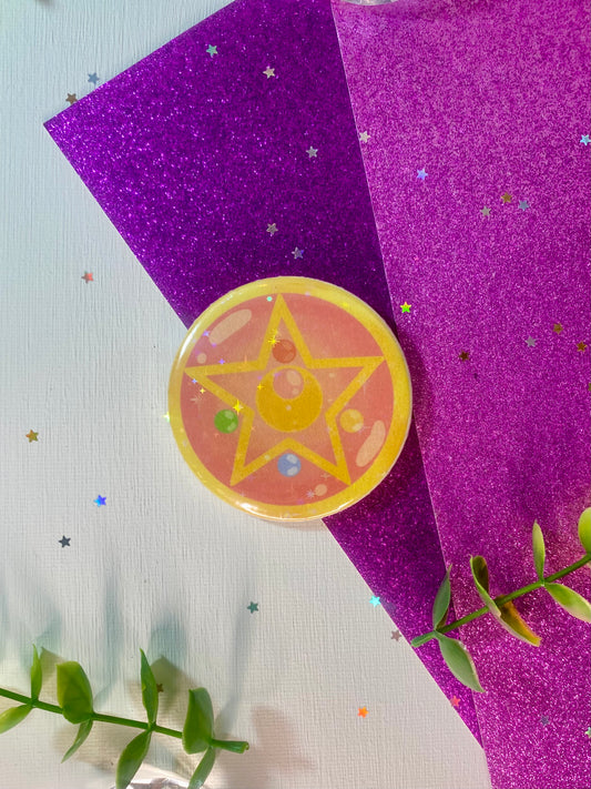 Sparkly Sailor Moon Brooch Inspired 2.2 Inch Button