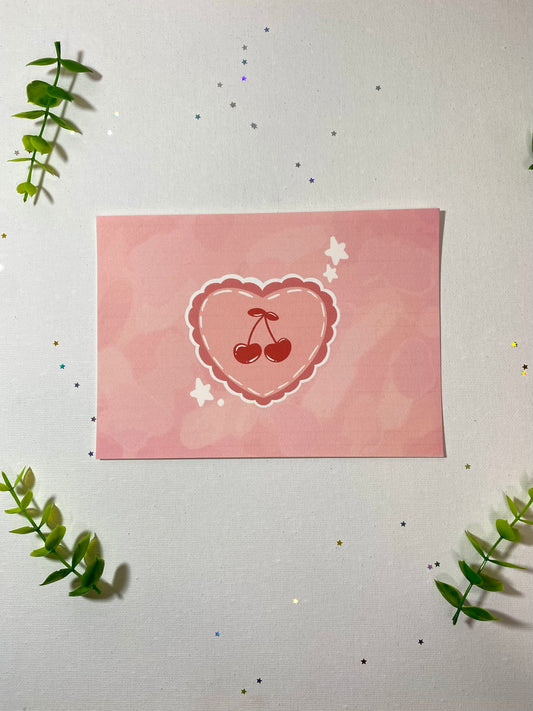 Simple Cherry Heart Art Print