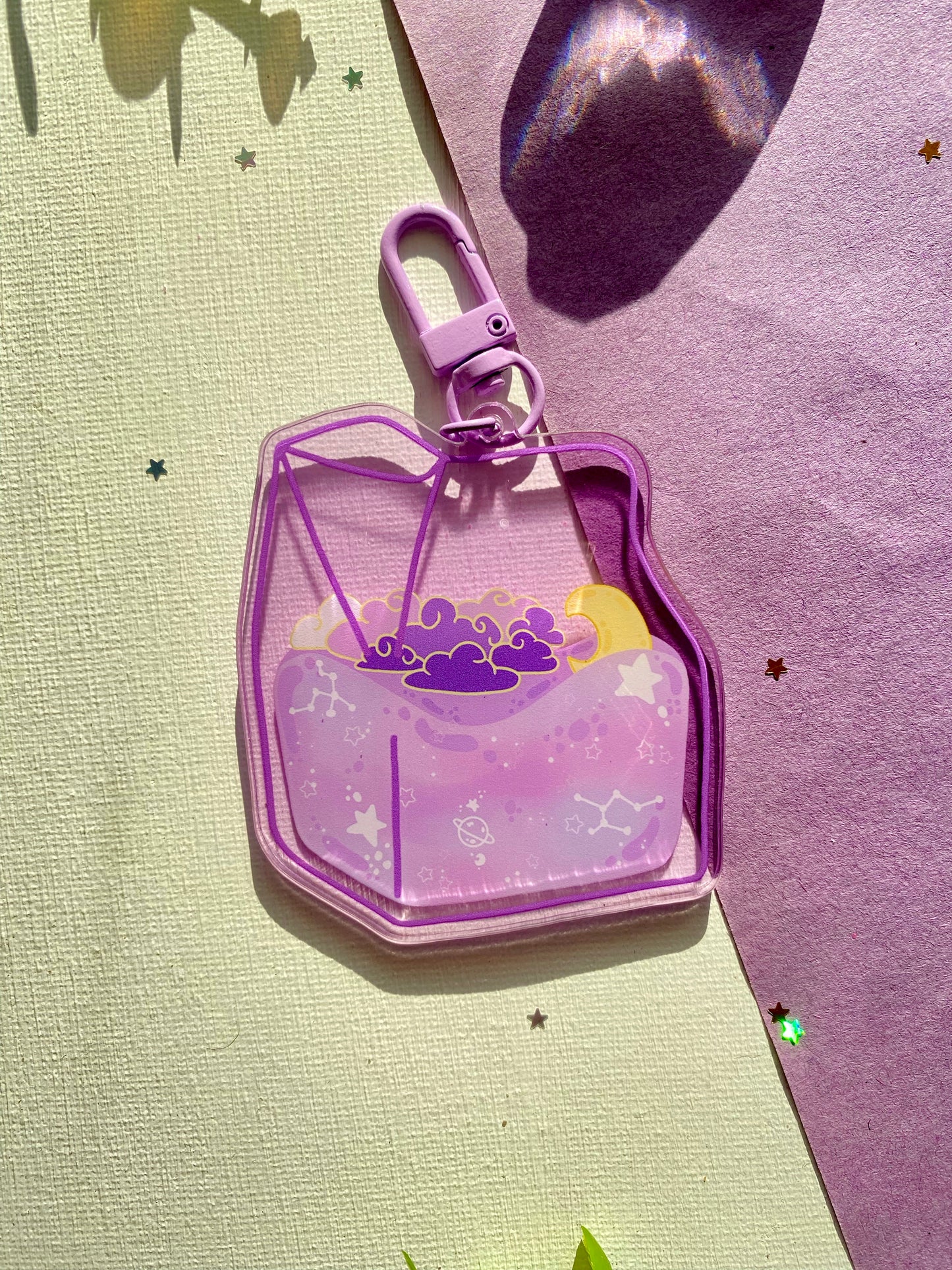 Purple Starry Liquid Milk Carton Acrylic Keychian