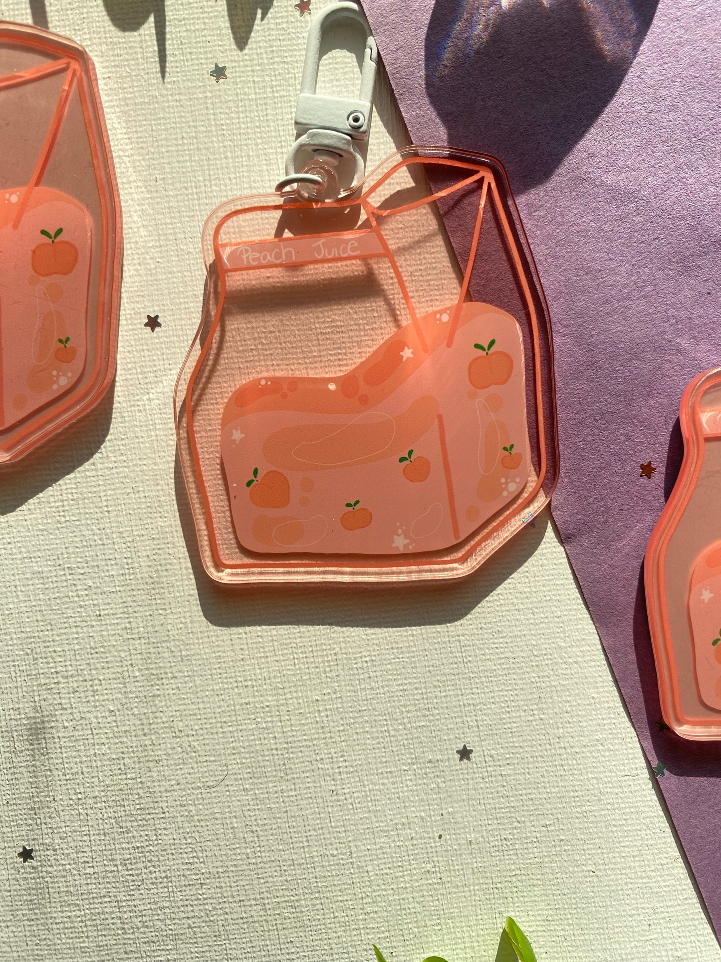 Peach Juice Liquid Carton Acrylic Keychain