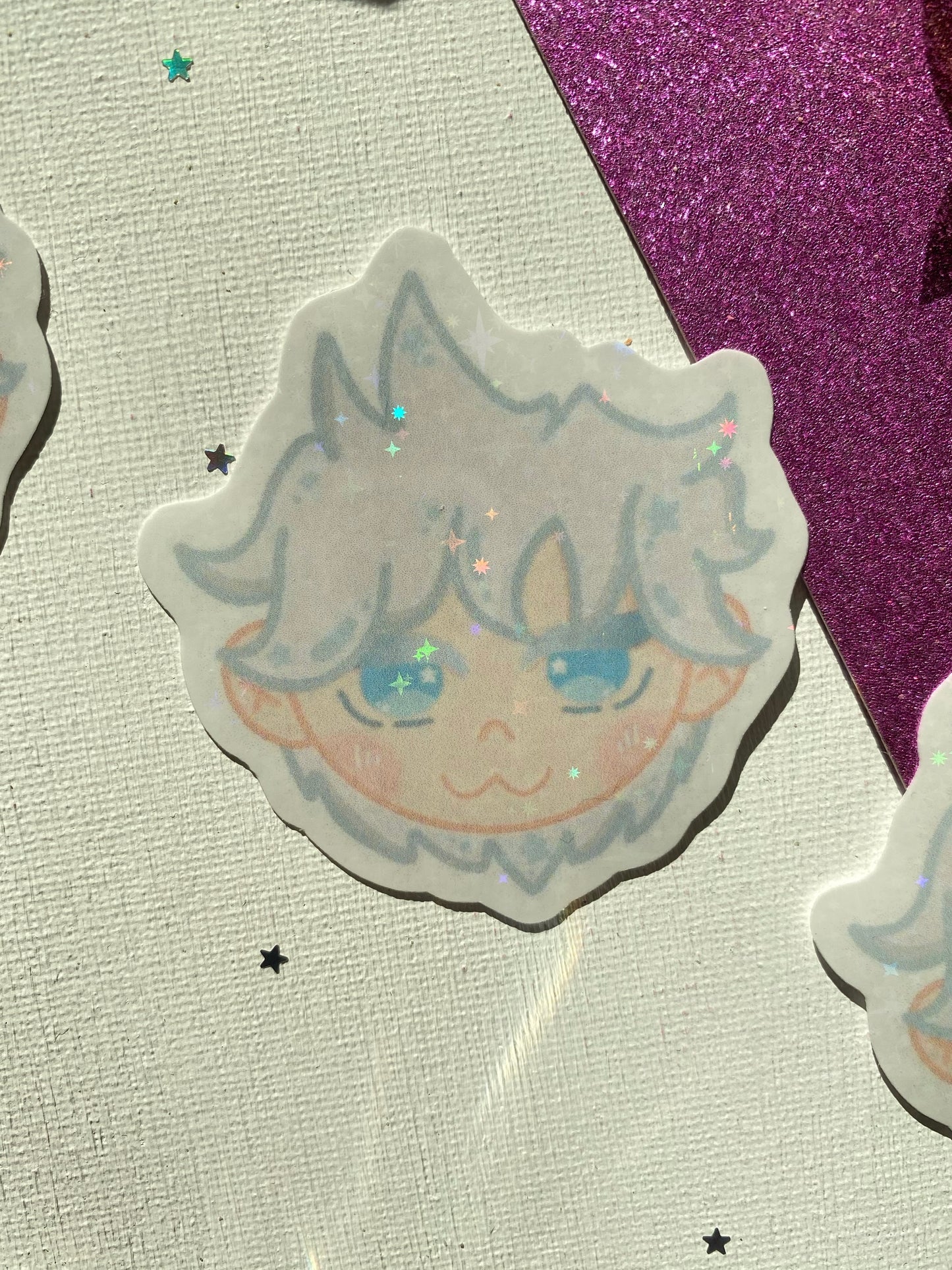 Sparkly Gojo Head Holographic Sticker