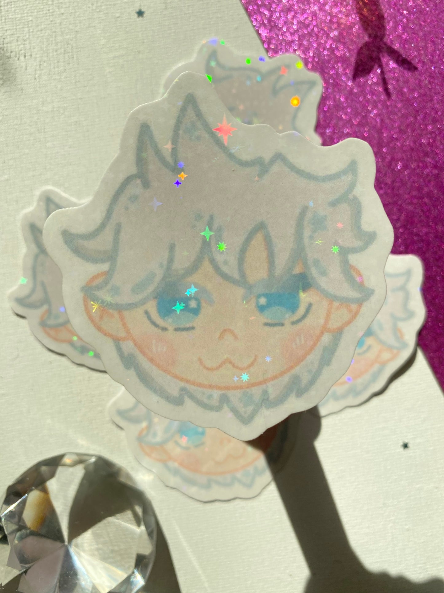 Sparkly Gojo Head Holographic Sticker