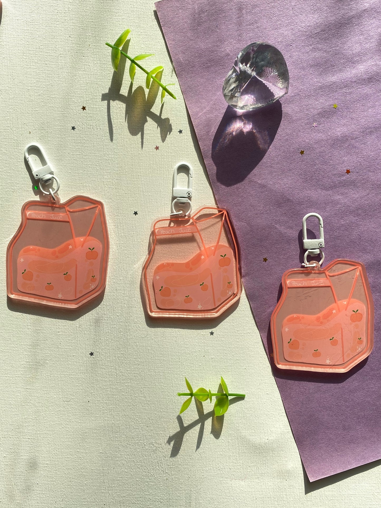 Peach Juice Liquid Carton Acrylic Keychain