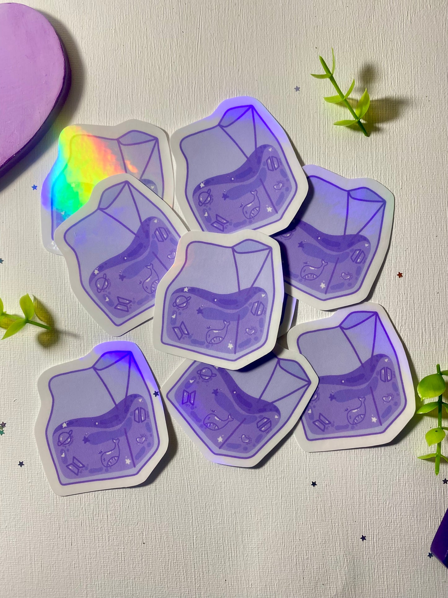 BTS Liquid Milk Carton Holographic Sticker