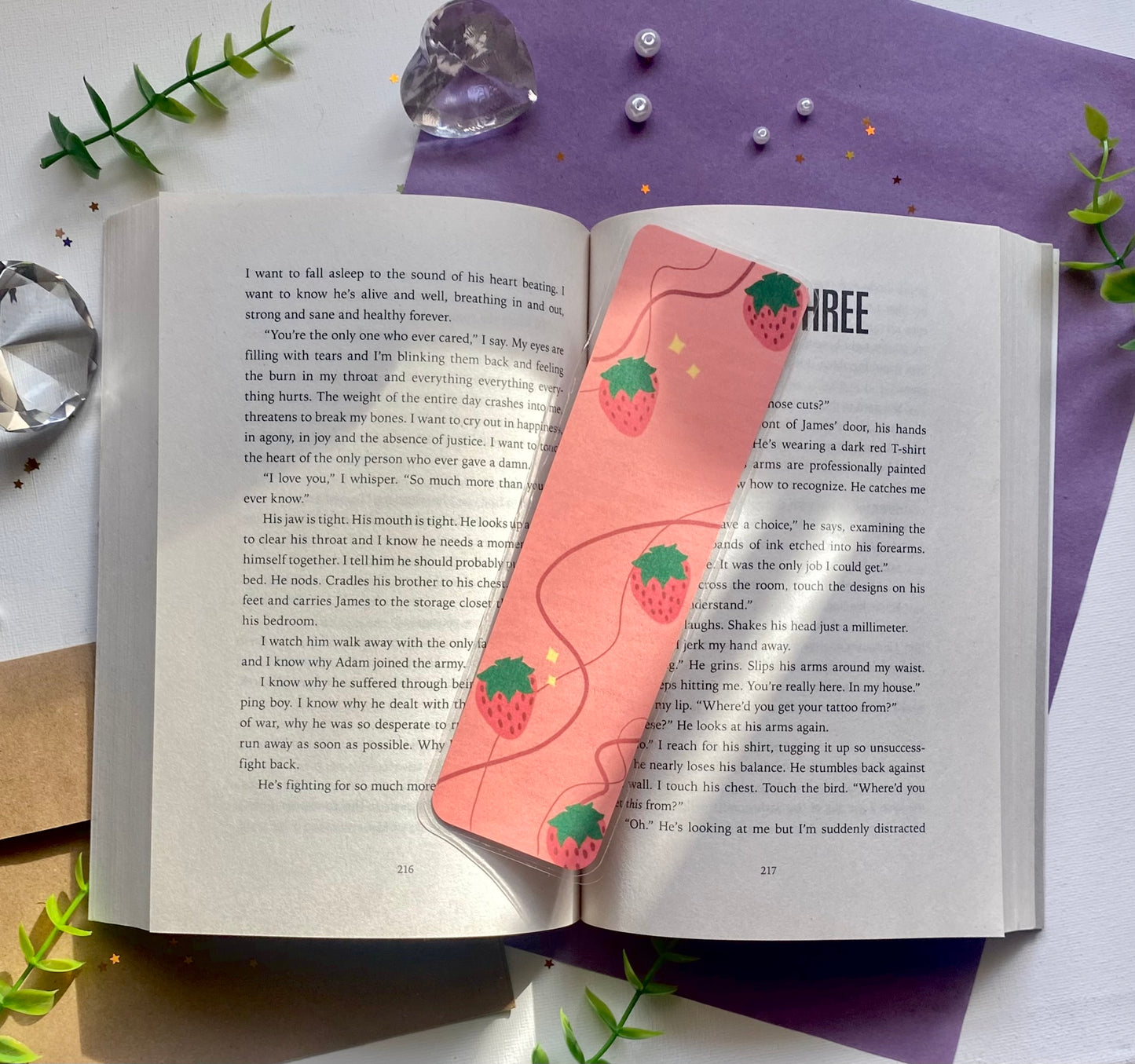 Groovy Strawberry Laminated Bookmark